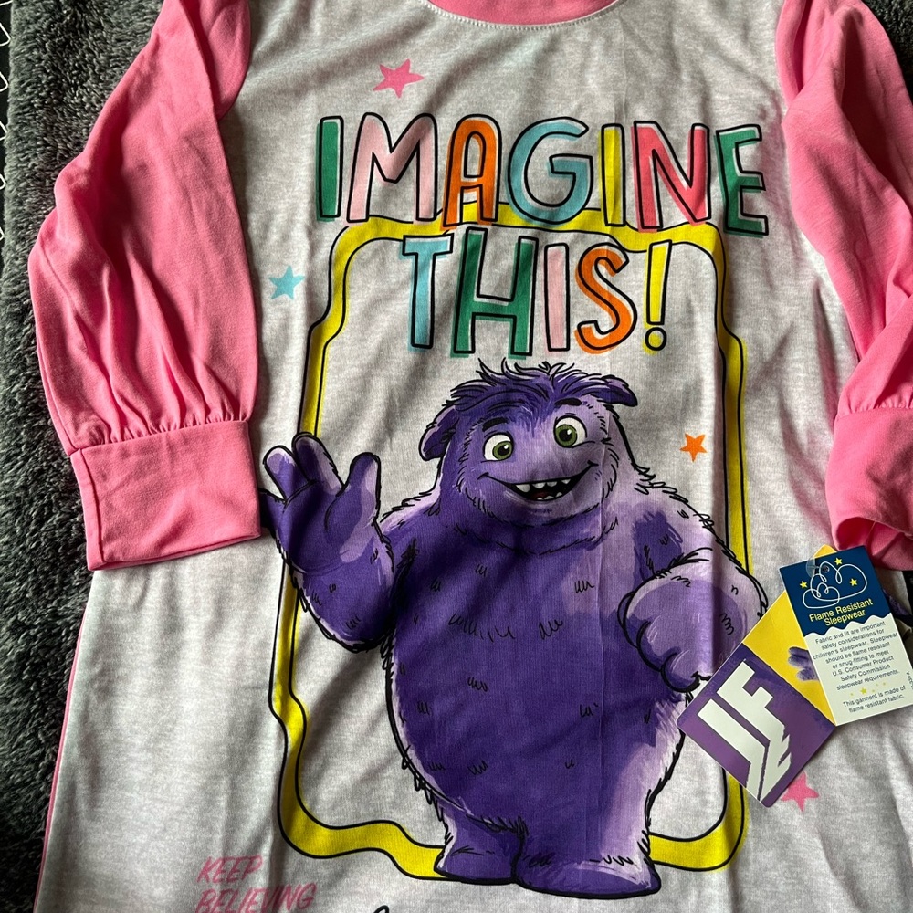Pink and Gray Kids Shirt with Cartoon Print